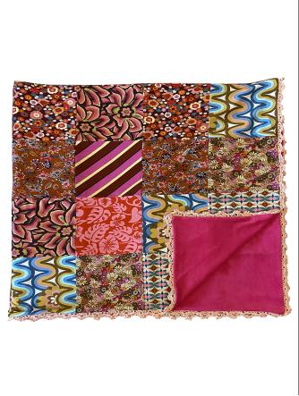 Tæppe - Kvadratisk pink/bordeaux/lyserød m.v.